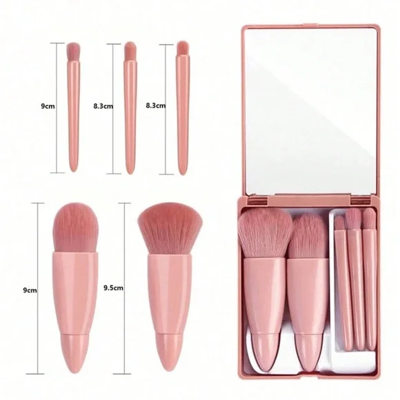 NEW Travel Makeup Brush Set in Pink Case - Picture 2 of 3